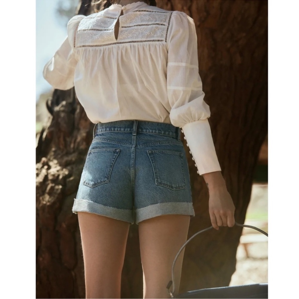 REFORMATION Charlie Cuffed High Rise Jean Shorts Size 29 - Picture 2 of 16